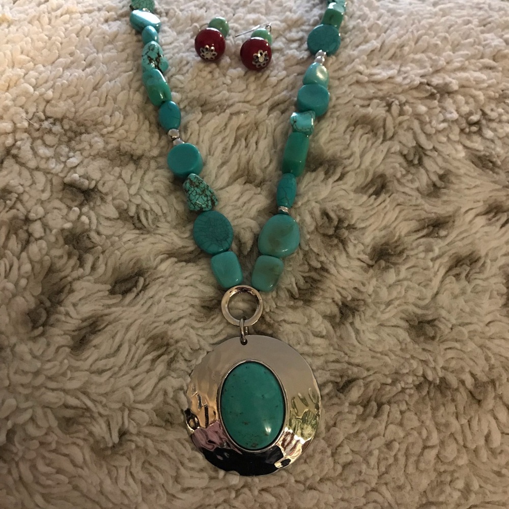 Jade necklace and earrings set